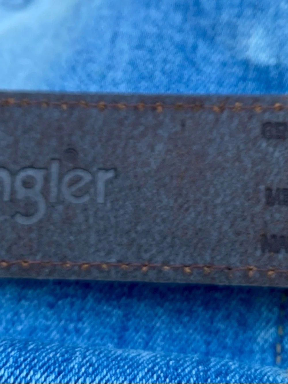 Wrangler Brown Leather Belt with Metal Buckle, New on Hang Tag